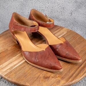 Sundance Alyssa Ankle Strap Pointed Toe Leather Strappy Heels Mules Womens Sz 40